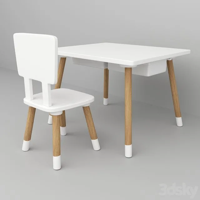 Casper table and classic chair 3D Model