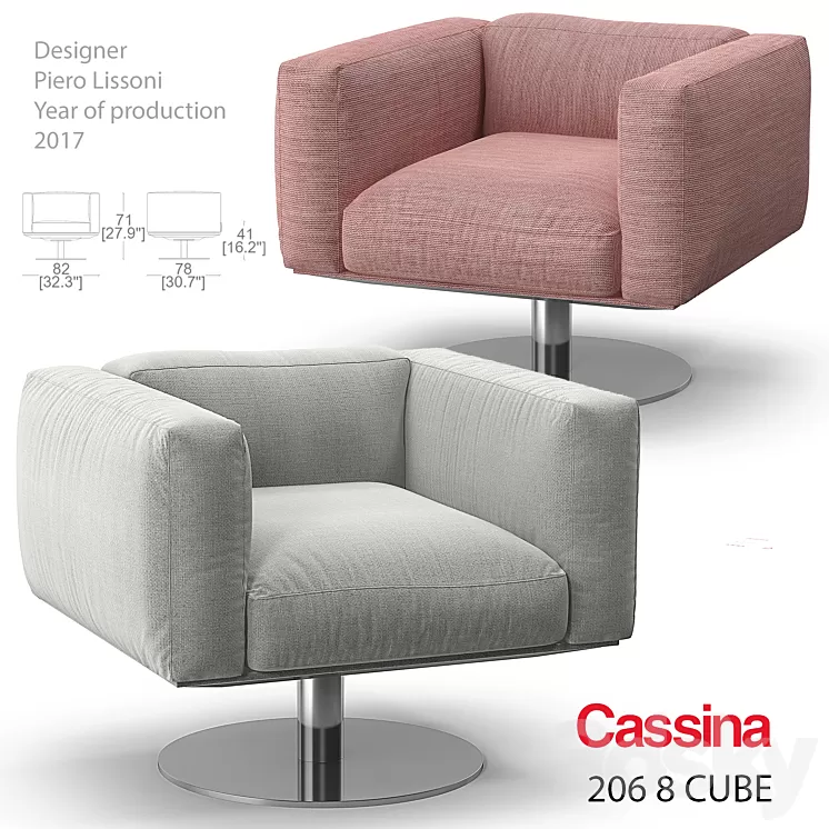 Cassina 206 8 Cube armchair 3D Model
