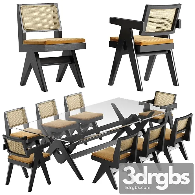 Cassina Capitol Complex Table Chair Set 3D Model Free