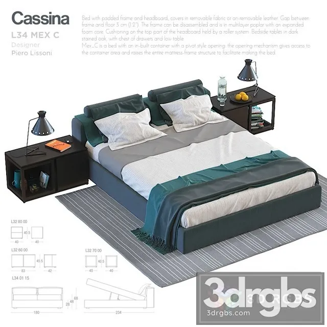 Cassina L34 Mex C Bed 3D Model Free