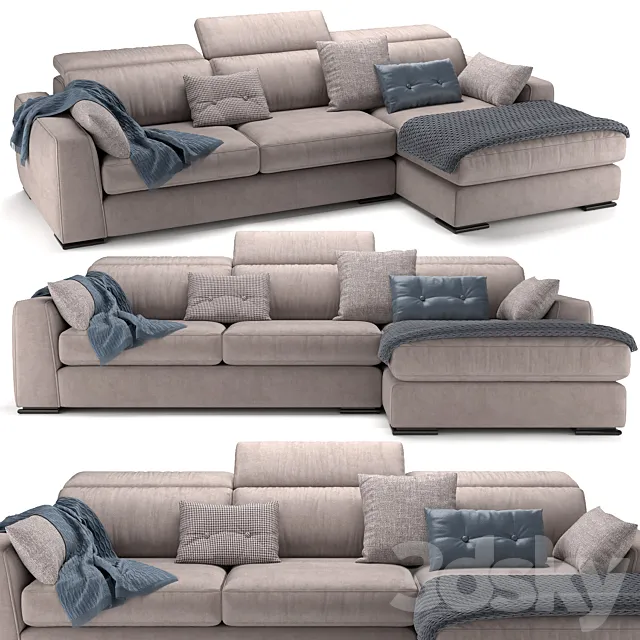 Cast chaise longue 3 seater maxi - Calligaris 3D Model