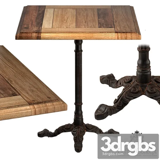 Cast Iron And Oak Restaurant Table Square 3D Model Free