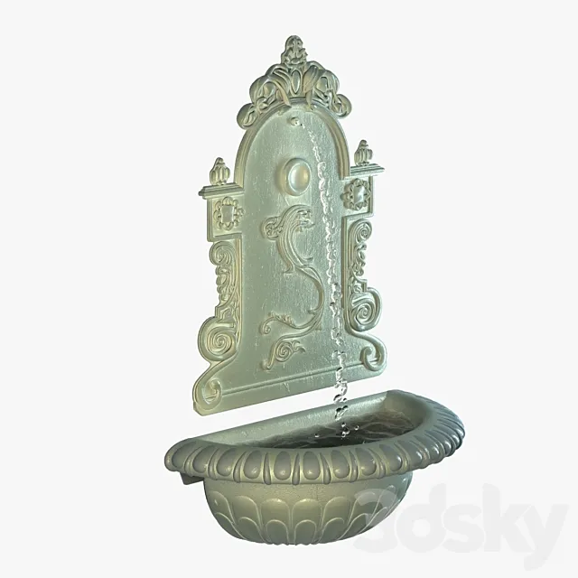 Cast iron wall mounted drinking fountain 3D Model