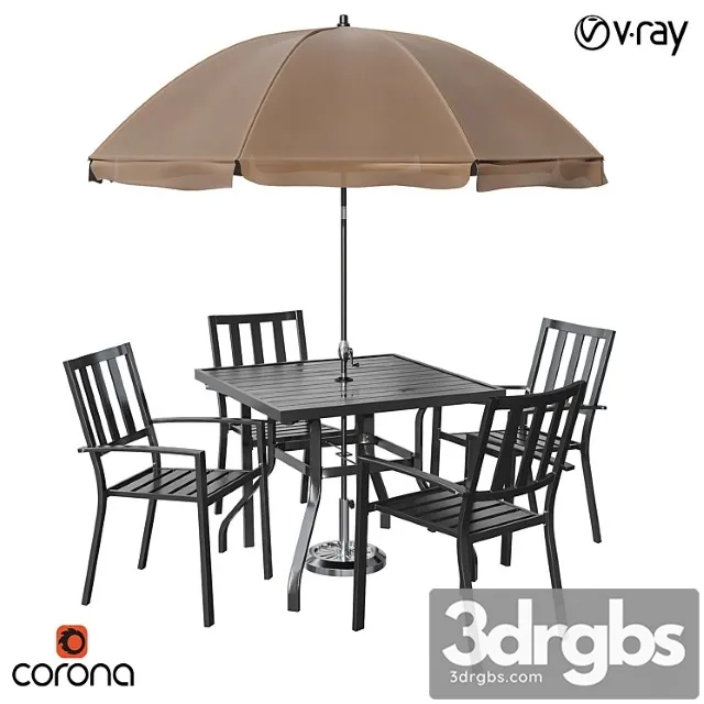 Castanon Rectangular Dining Set 3D Model Free