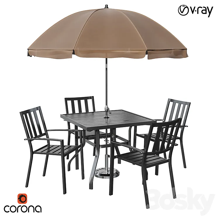 Castanon Rectangular Dining Set 3D Model Free