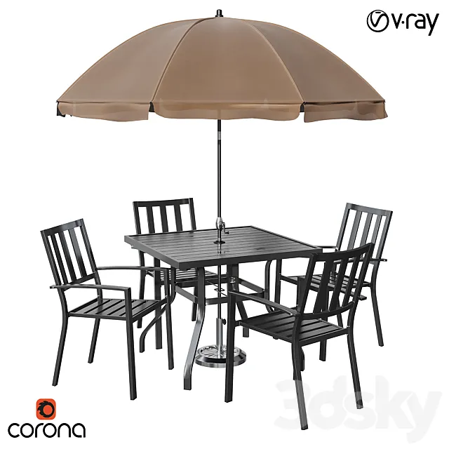 Castanon Rectangular Dining Set 3DModel