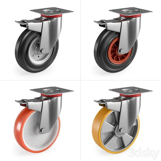 Casters Set 1 3D Model
