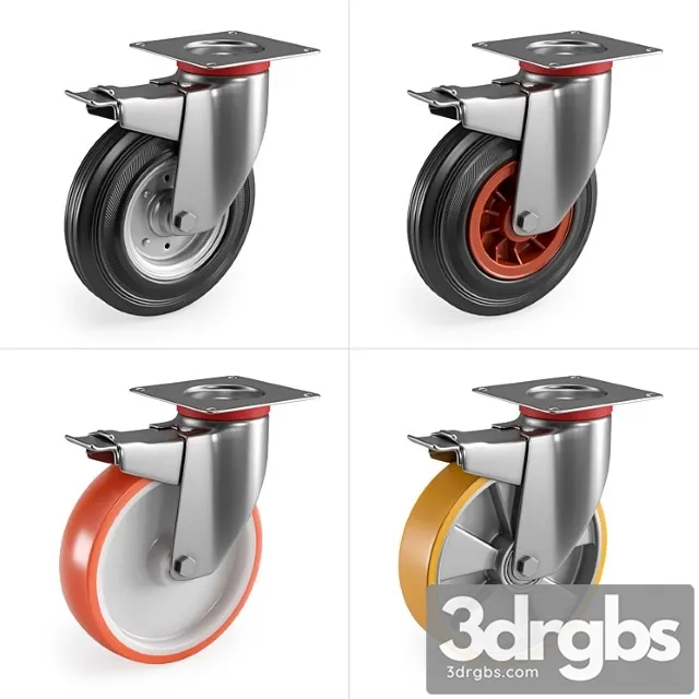 Casters set 1 3D Model Free