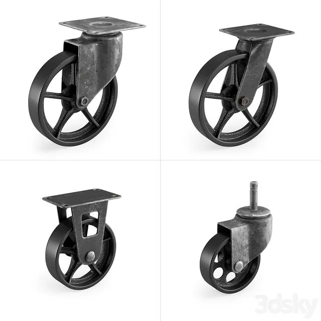 Casters set 2 3D Model