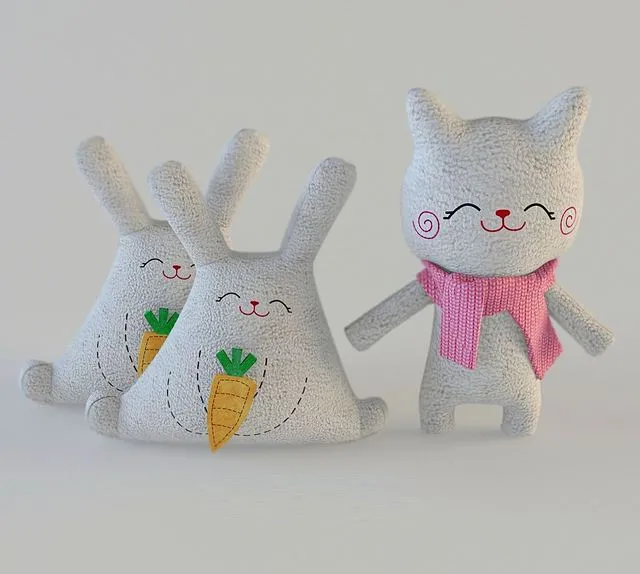 Cat and bunnies 3D Model