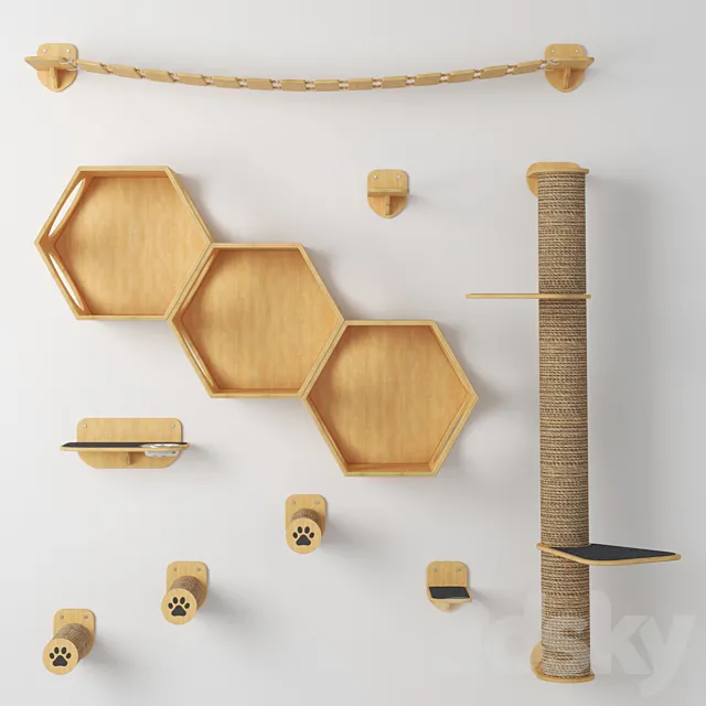 Cat furniture (wall) 3D Model