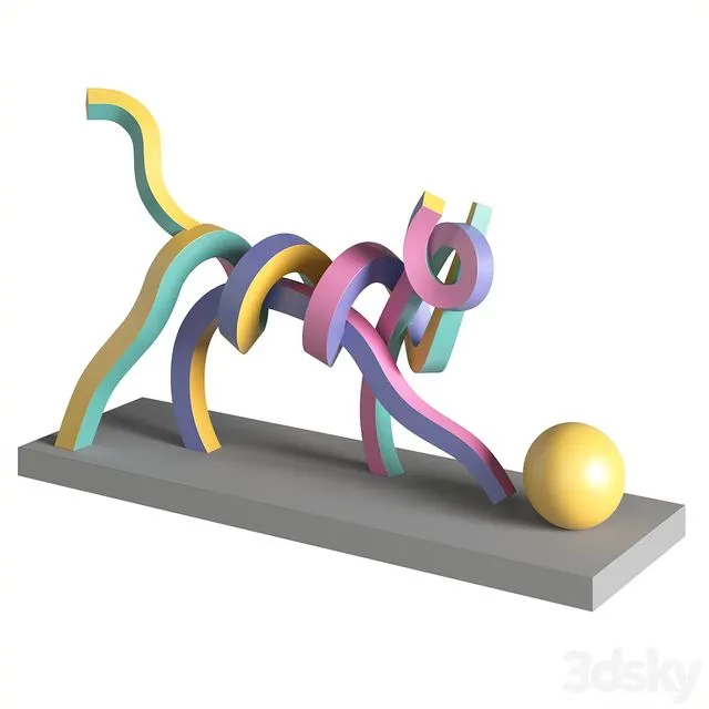 Cat With A Ball 3D Model
