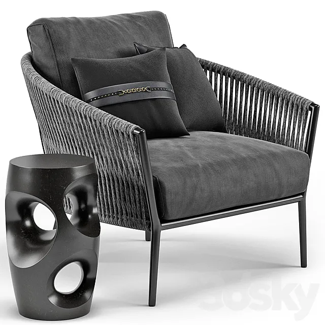 Catalina Outdoor Lounge Chair. Oly Studio Cosmo Side End Table 3DModel