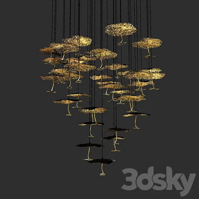 Catellani and smith gold moon chandelier 3D Model