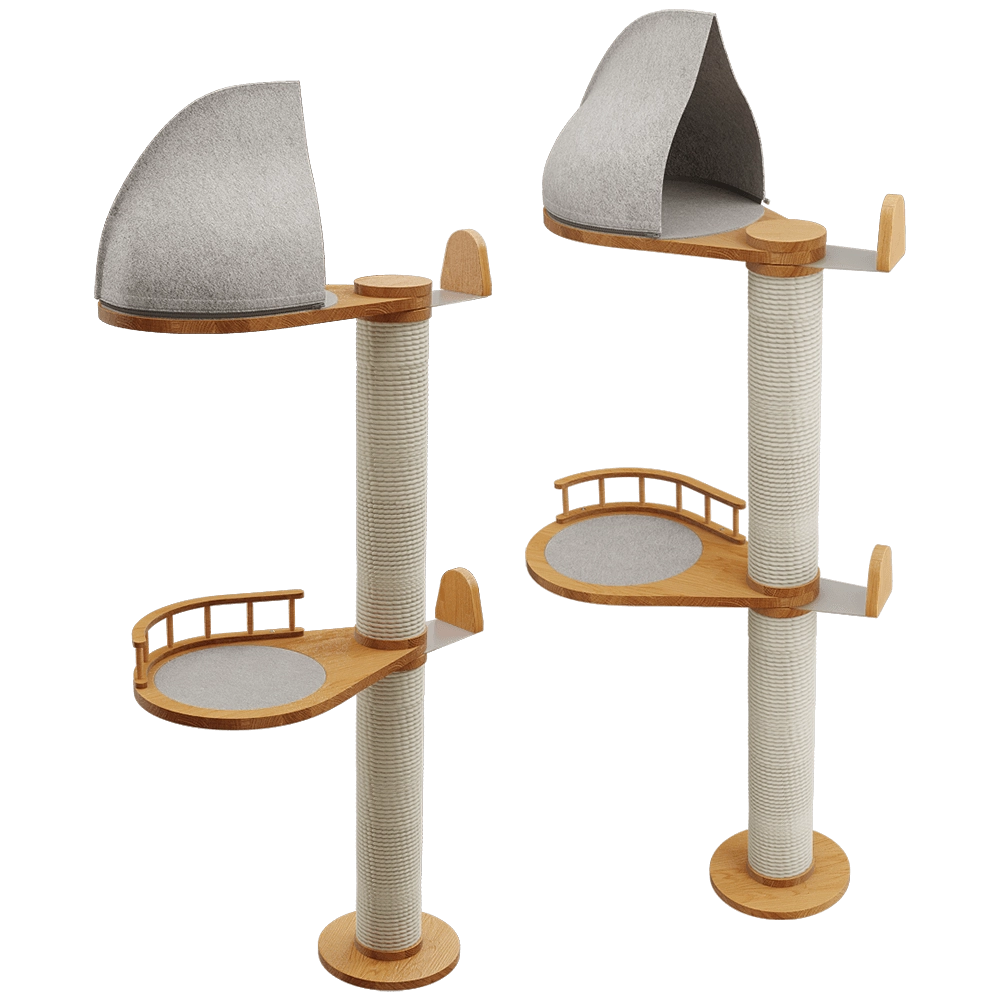 Catsby - High scratching post with house for cats VINE 118 3D Model