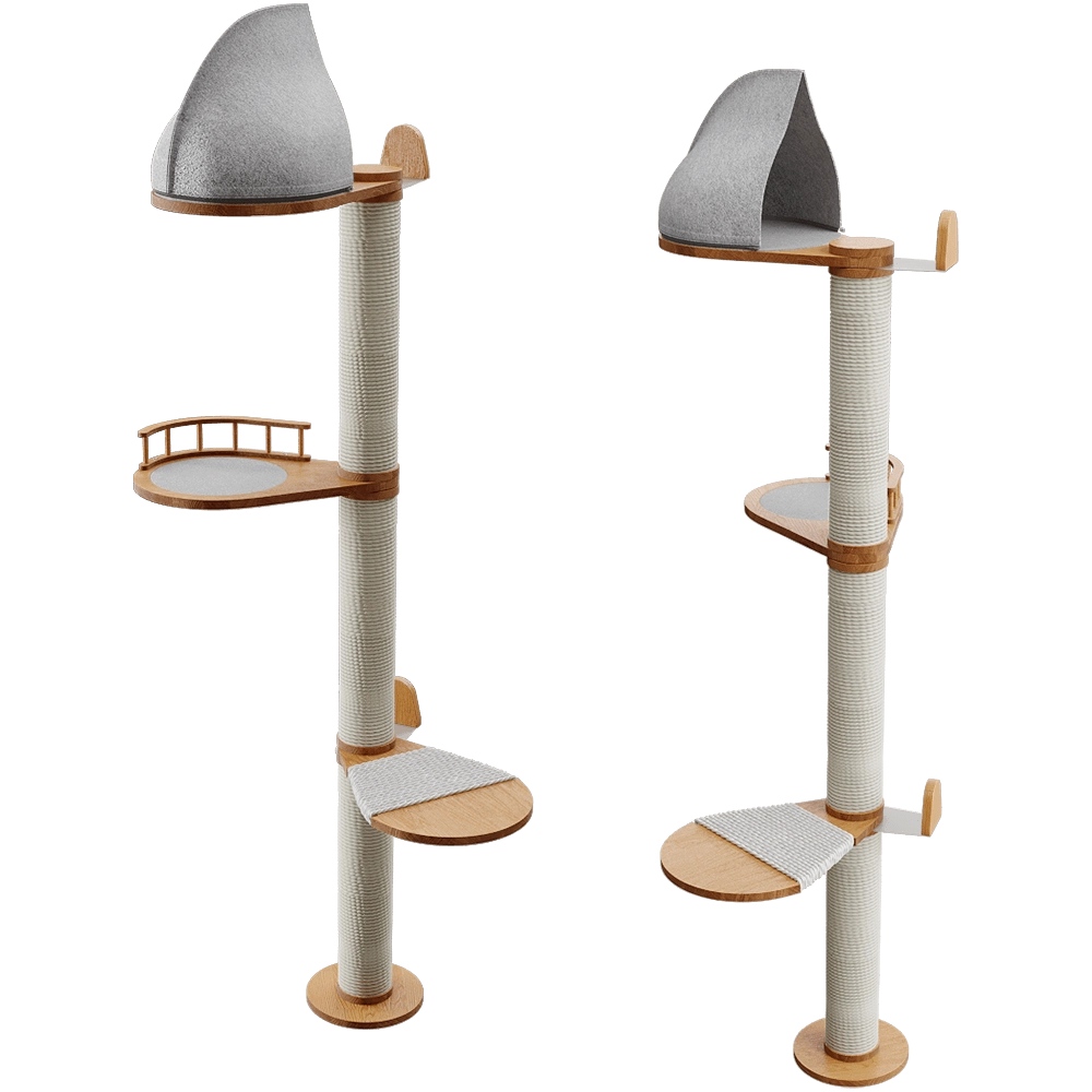 Catsby - High scratching post with house for cats VINE 145 3D Model