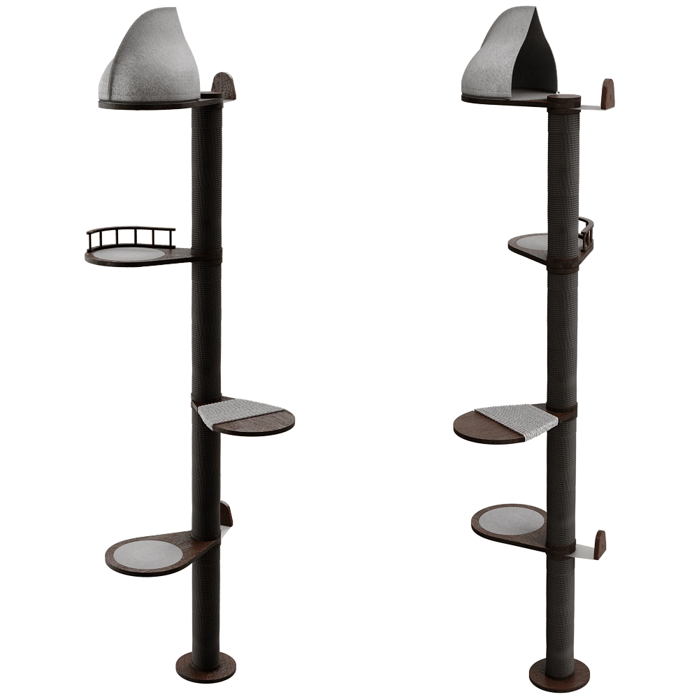 Catsby - High scratching post with house for cats VINE 192 3D Model