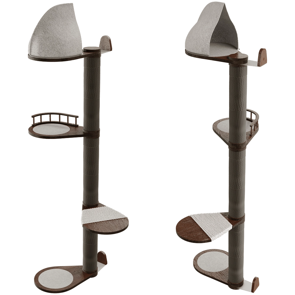 Catsby - High scratching post with house for cats WALL 177 3D Model