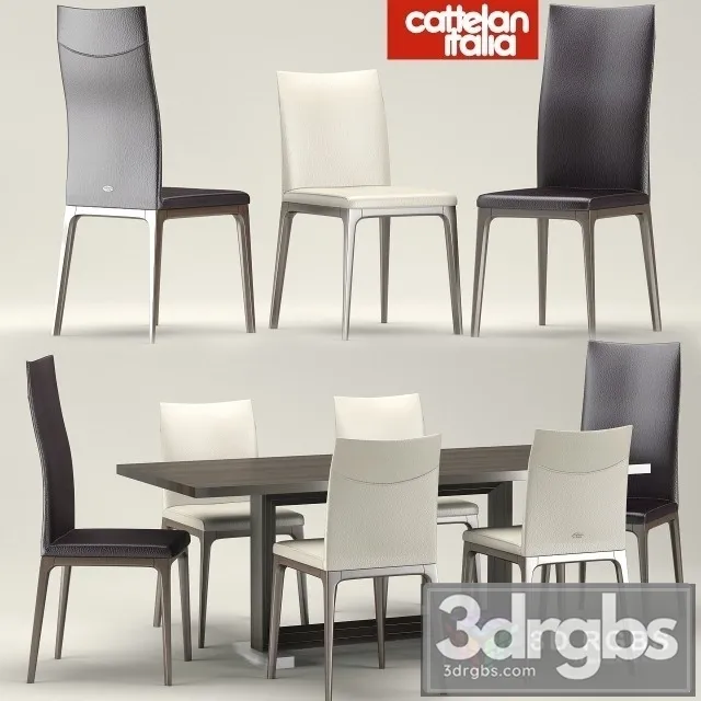 Cattelan Italia Agatha Flex Dining Table and Chair 3D Model Free