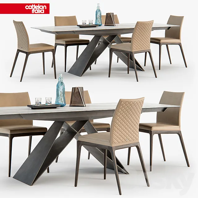 Cattelan Italia Arcadia couture chair Premier table 3DModel