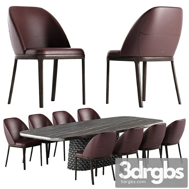Cattelan Italia Atrium Keramik Premium Table Mariel Chair Set 3D Model Free