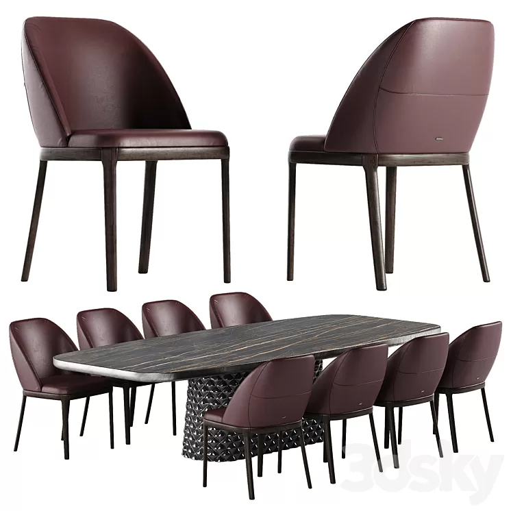 Cattelan Italia Atrium Keramik Premium table Mariel chair set 3D Model Free Download