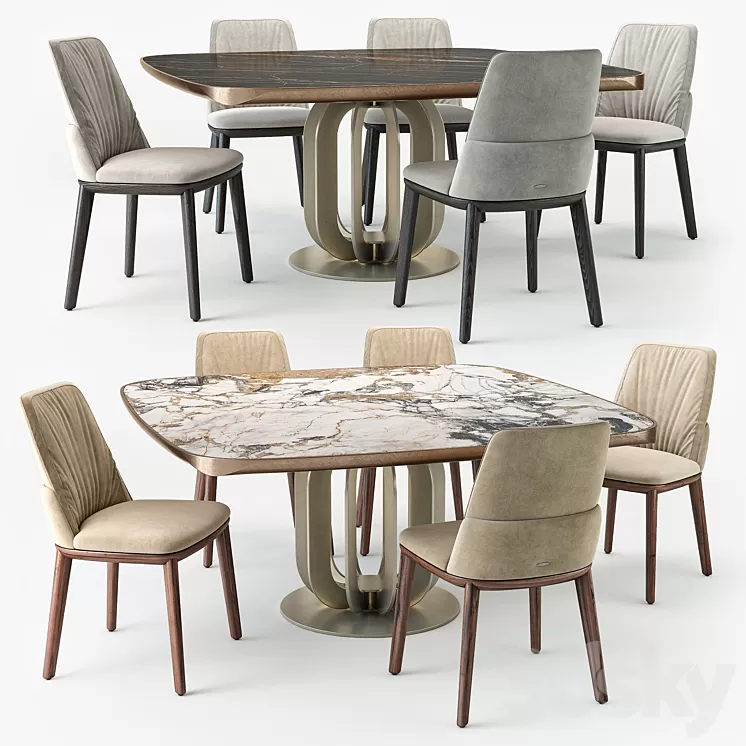 Cattelan Italia Belinda chair Soho table 3D Model