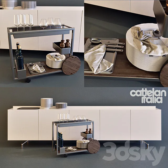 Cattelan Italia BRANDY Carrello bar in acciaio 3D Model