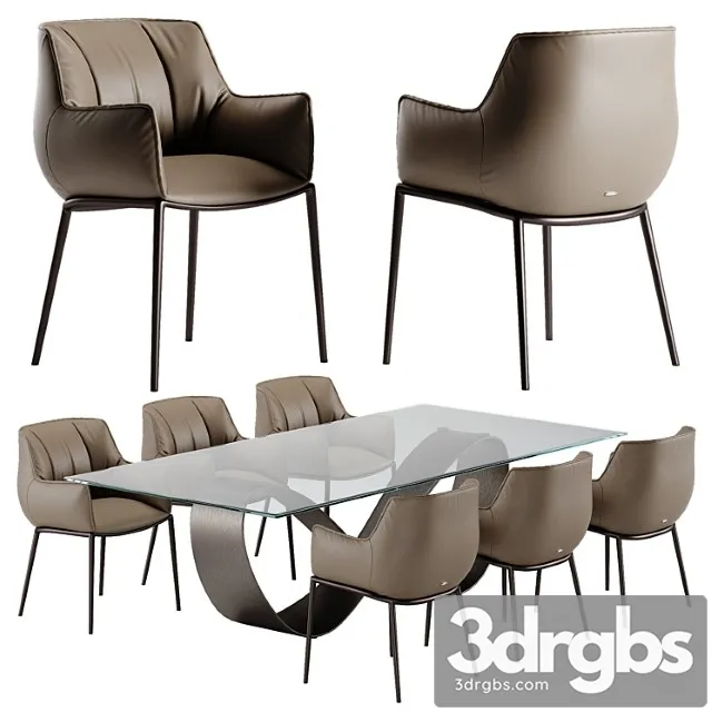 Cattelan Italia Butterfly table Rhonda chair set 3D Model Free