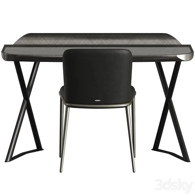 Cattelan Italia Cocoon Leather Desk and Magda Ml Chair 3D Model