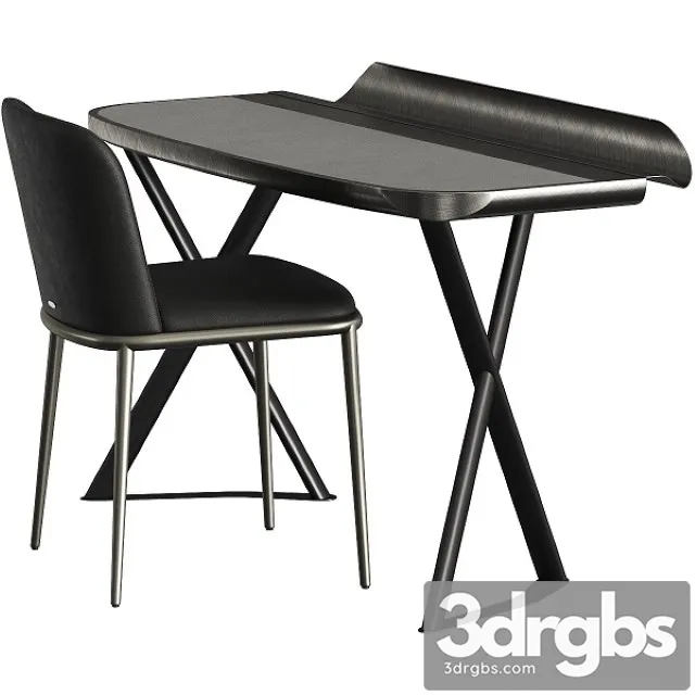 Cattelan Italia Cocoon Leather Desk and Magda Ml Chair 3D Model Free