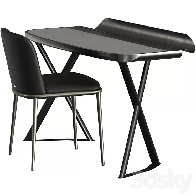 Cattelan Italia Cocoon Leather Desk and Magda Ml Chair 3D Model Free