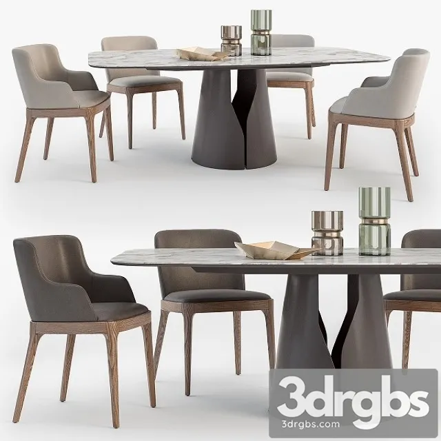 Cattelan Italia Giano Table Magda Chair Set 3D Model Free