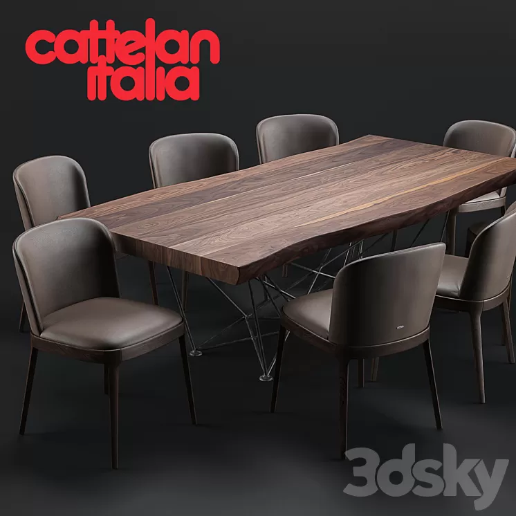Cattelan Italia Gordon Deep Wood Magda Chair 3D Model