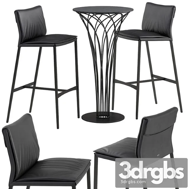 Cattelan italia isabel barstool nido table set 2 3D Model Free