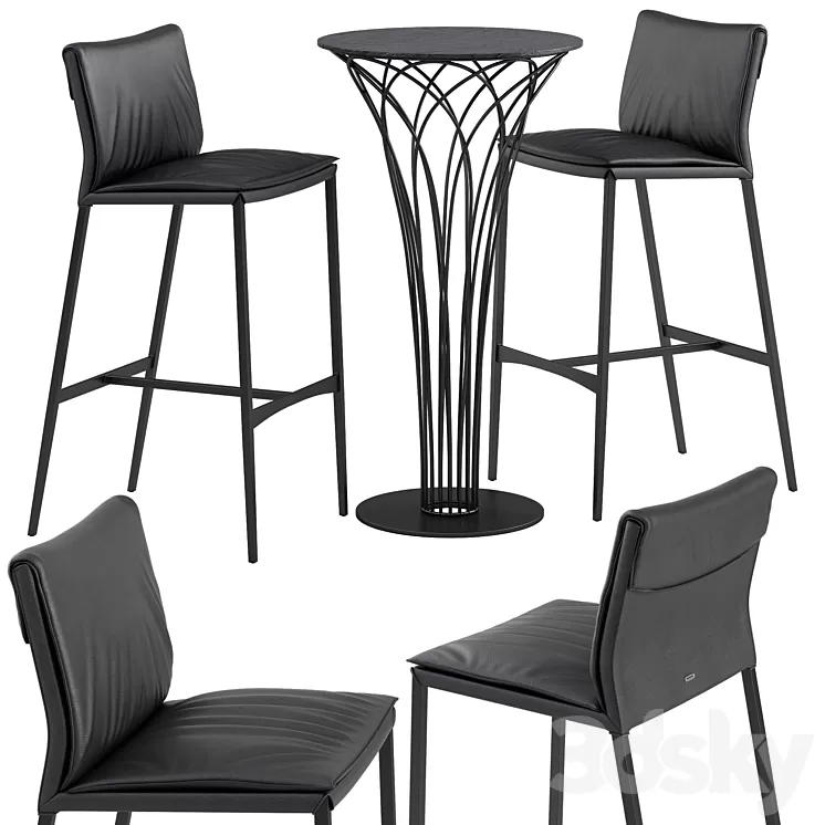Cattelan italia Isabel barstool Nido table set 3D Model