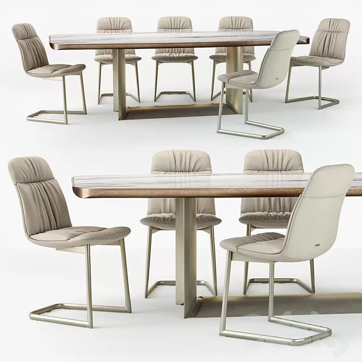 Cattelan Italia Kelly chair Dragon table 3D Model