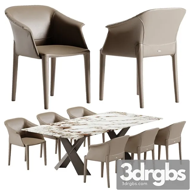 Cattelan italia mad max keramik table zuleika chair set 2 3D Model Free