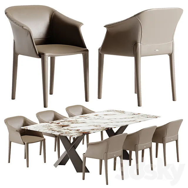 Cattelan Italia Mad Max Keramik table Zuleika chair set 3DModel