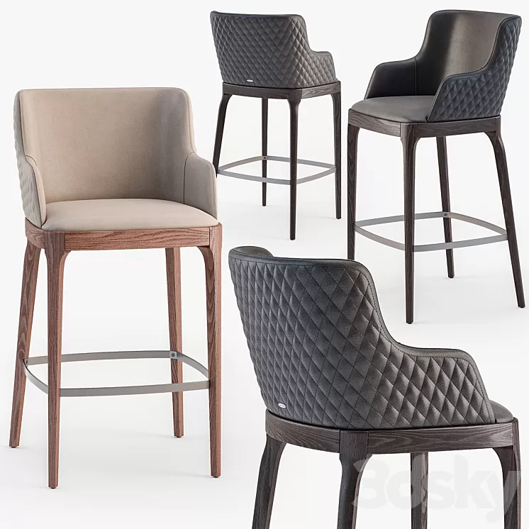 Cattelan Italia Magda Couture stool set1 3D Model