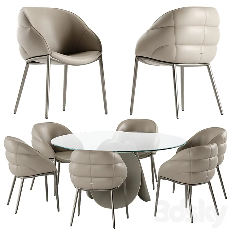 Cattelan Italia Maxim table Camilla chair set 3D Model Free