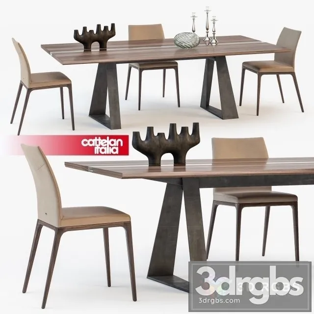 Cattelan Italia River Table Arcadia Chair 3D Model Free