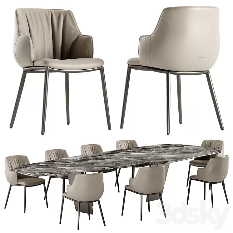 Cattelan Italia Senator table Rihanna chair set 3D Model Free