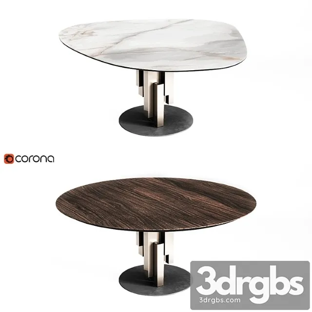 Cattelan italia skyline keramik & wood round full set 2 3D Model Free