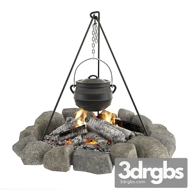 Cauldron On The Fire 3D Model Free