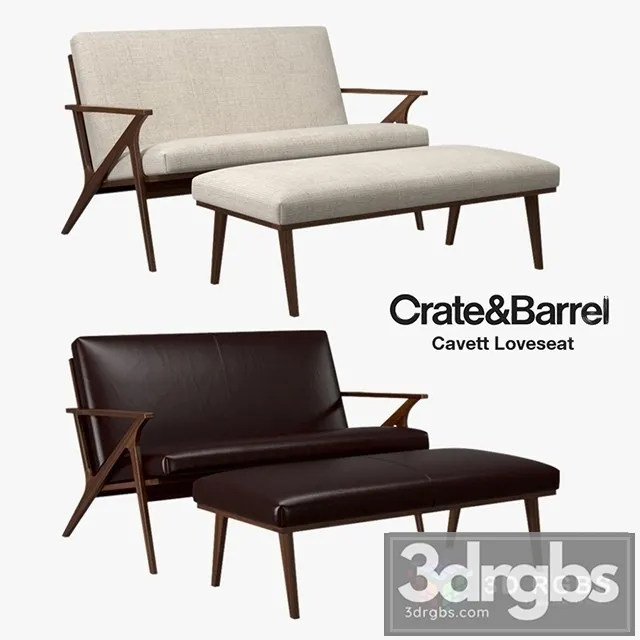 Cavett Loveseat Armchair 3D Model Free