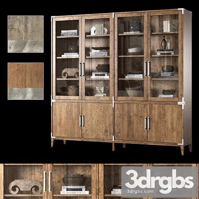 Cayden campaign 4-door glass sideboard & hutch 3D Model Free
