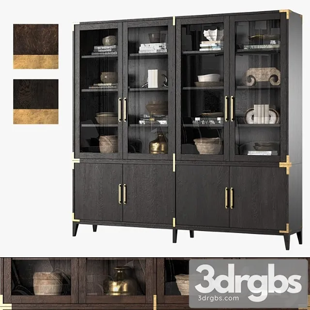 Cayden campaign 4-door glass sideboard & hutch (dark) 3D Model Free