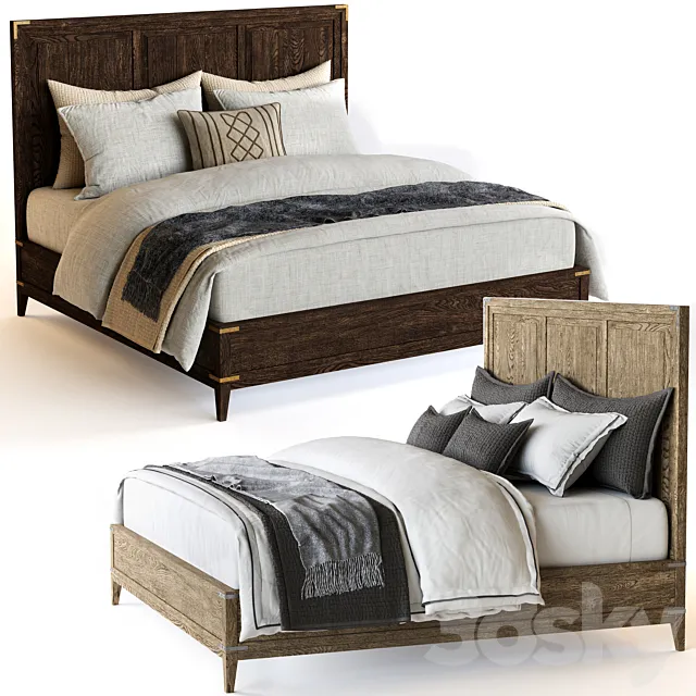 CAYDEN CAMPAIGN PANEL BED WITH CORNER BRACKETS Restoration Hardware 3D Model