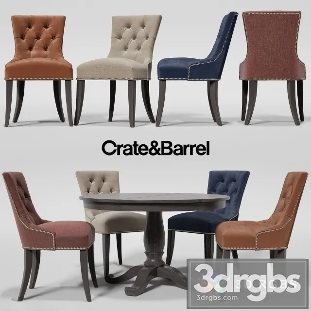 CB Cecelia Dining Chair Avalon Black Roun Extension Dining Table 3D Model Free